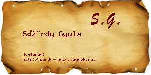 Sárdy Gyula névjegykártya